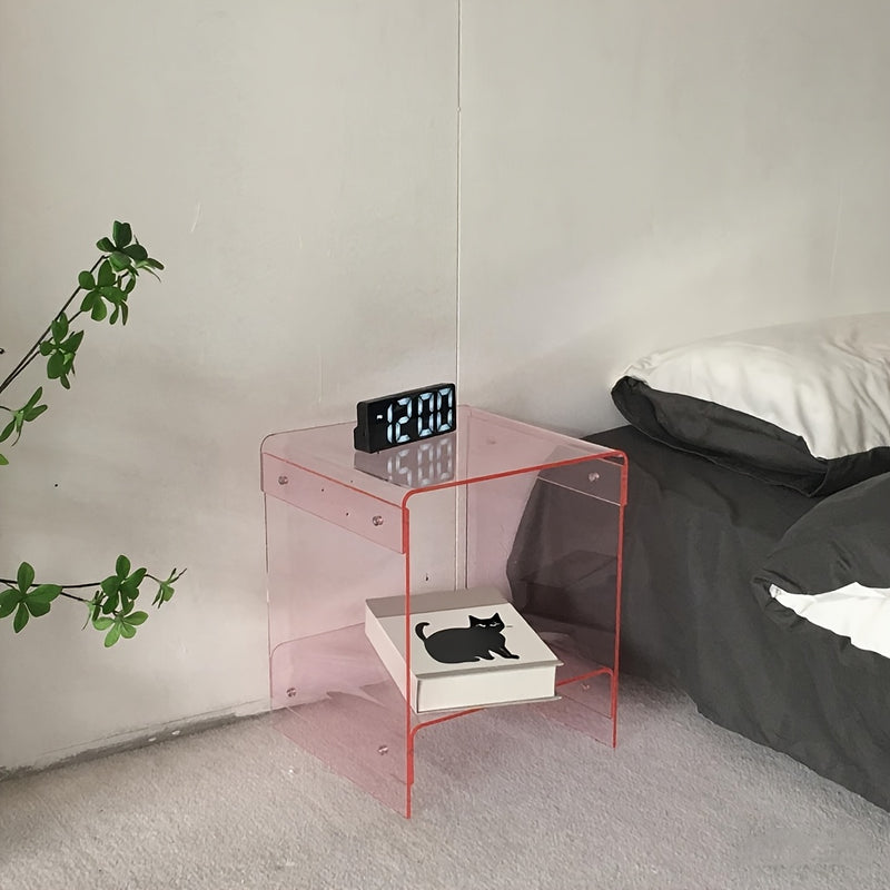 Mesita de Noche Acrílica Transparente | Mesa Auxiliar Casual Portatil
