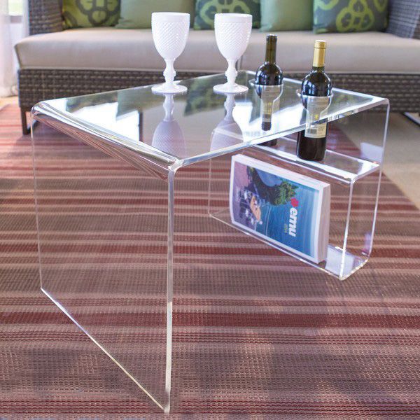 Mesa Lateral Acrílica con Revistero