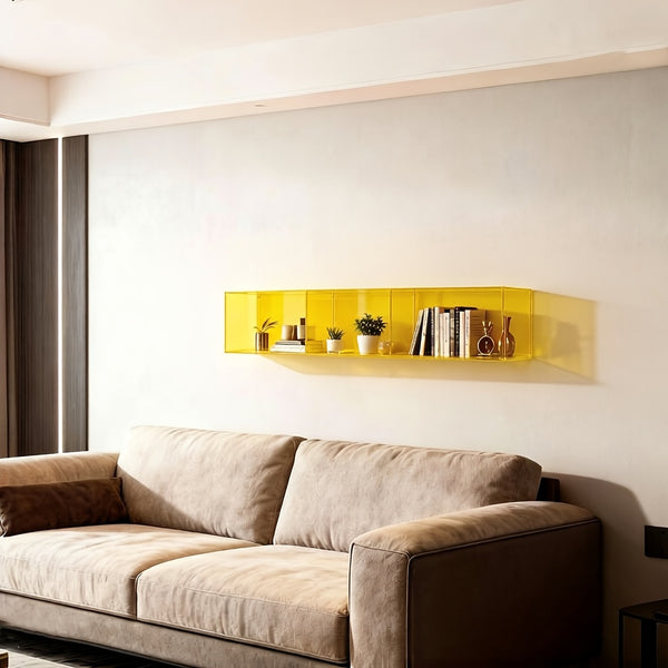 Estante de Pared Flotante Largo Acrílico XL | Exhibición + Almacenamiento | 3 Colores