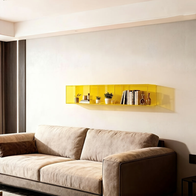 Estante de Pared Flotante Largo Acrílico XL | Exhibición + Almacenamiento | 3 Colores