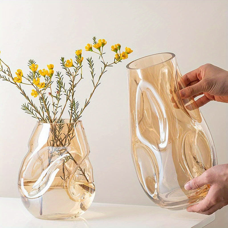 Jarrón de Vidrio Irregular Transparente | Decoración Moderna para el Hogar